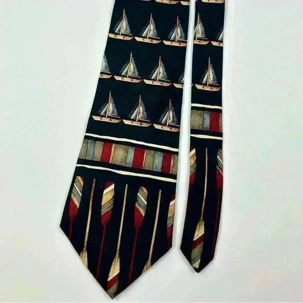 Perry Ellis Portfolio Blue Nautical Sailing  100% Silk‎ Tie 57"x 4" New